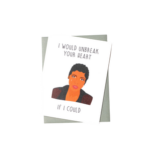 encouragement card with illustration of Toni Braxton with a single tear running down one of her eyes.